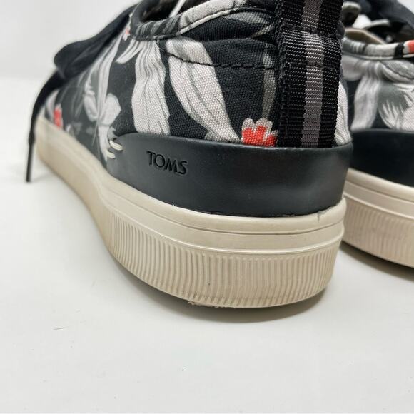 TOMS Trvl Lite Low Black Tropical Lace Up Canvas Sneakers Tennis Shoes mens 12 - Picture 7 of 14